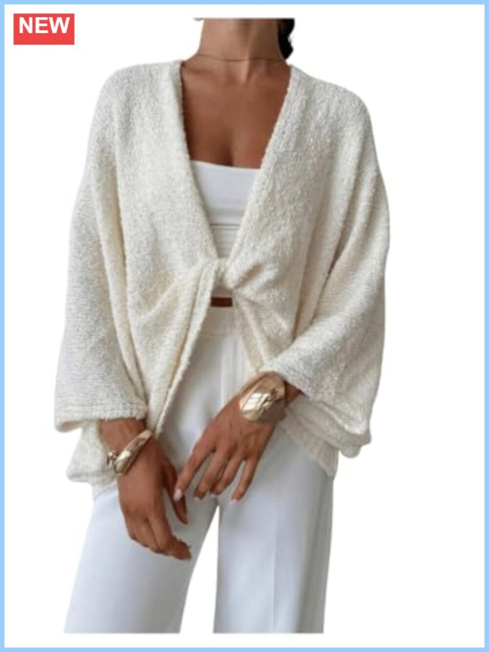Oversized Fall Wrap Sweater Cropped Bat Wing Knit Top Long Sleeve